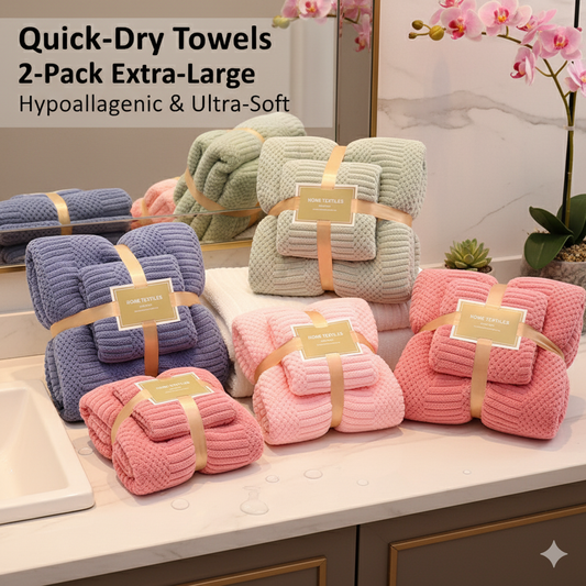 Super Soft Coral Fleece Bath Towel Set – Quick Dry, Ultra Absorbent & Lint-Free Microfiber Towels for Home, Gym, Travel (2-Pack)