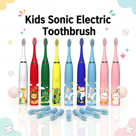Kids Sonic Electric Toothbrush – Ages 2–15 | 4 Cleaning Modes | IPX7 Waterproof | Fun Cartoon Design