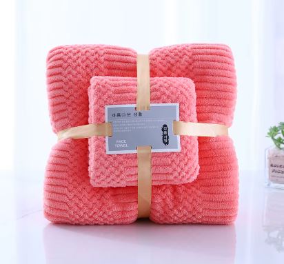 Microfiber Bath Towels Set - 2 Extra Large Towels 140x70cm & 75x35cm, Quick-Dry, Hypoallergenic, Solid Color, Suitable for Home, Gym, Traveling, Room Rectangle