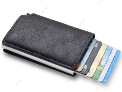 Men's Business Minimalist Rfid Guard Card Wallet 2025 - Black PU Leather with Multi Cards & Cash Slots, Durable Carbon Fiber, Slim Design