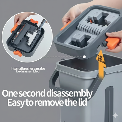 Self-Cleaning Flat Mop with Bucket – 15" Large Floor Mop, 6 Reusable Pads, Easy Move Wheels