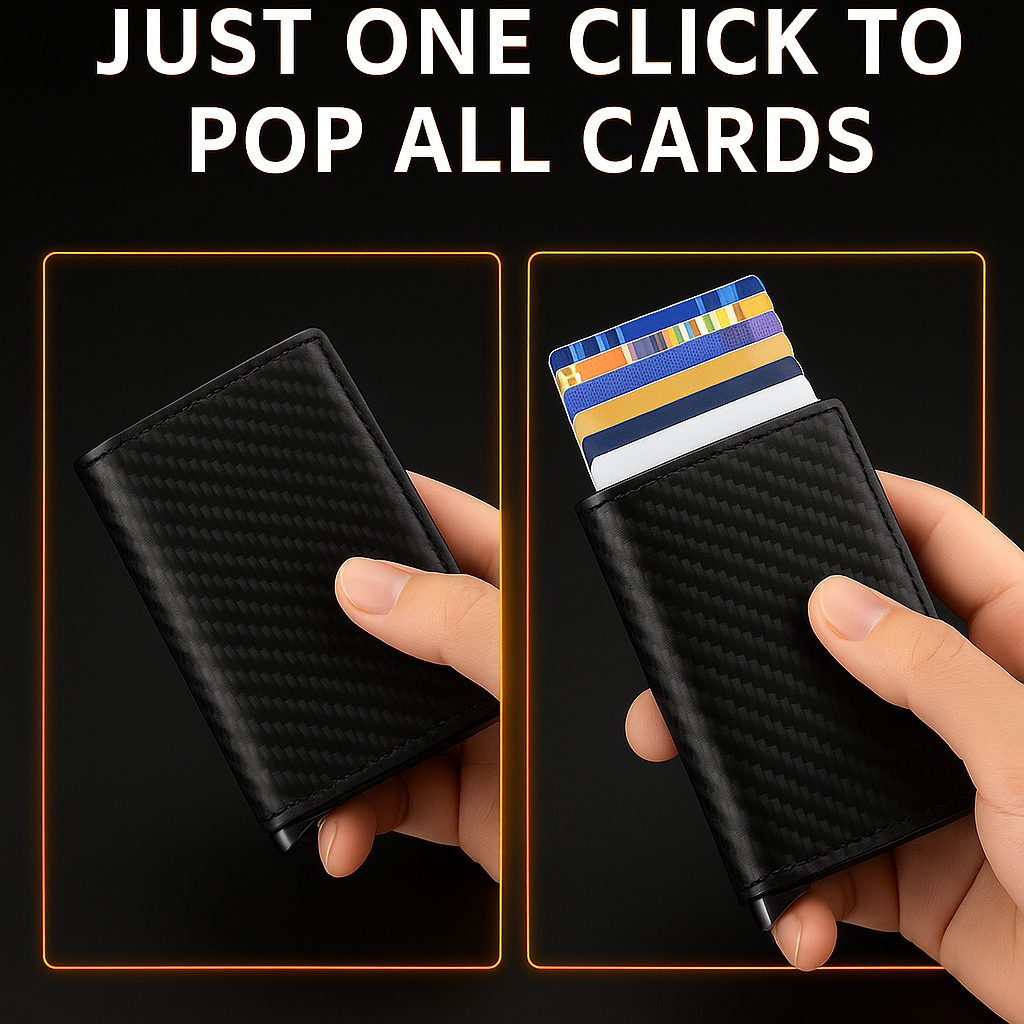 Men's Business Minimalist Rfid Guard Card Wallet 2025 - Black PU Leather with Multi Cards & Cash Slots, Durable Carbon Fiber, Slim Design