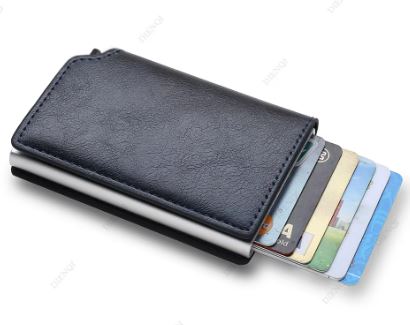 Men's Business Minimalist Rfid Guard Card Wallet 2025 - Black PU Leather with Multi Cards & Cash Slots, Durable Carbon Fiber, Slim Design