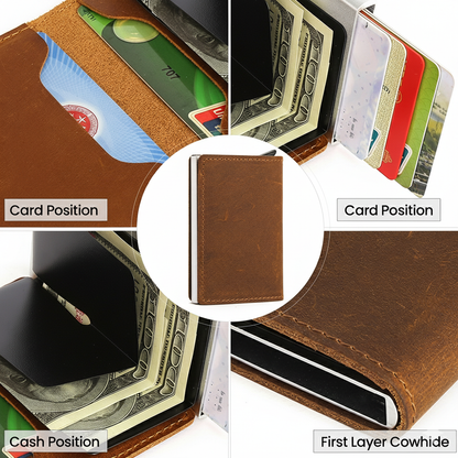 Men's Wallet with Pop-Up Card Eject & RFID Blocking Metal  – Slim Minimalist Bifold