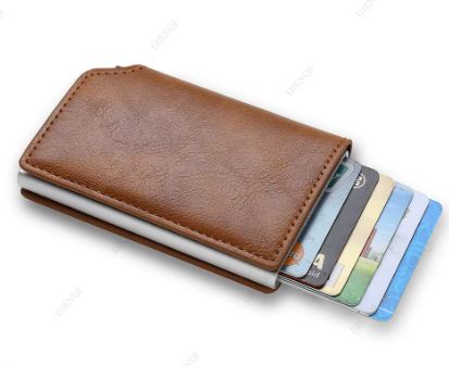 Men's Business Minimalist Rfid Guard Card Wallet 2025 - Black PU Leather with Multi Cards & Cash Slots, Durable Carbon Fiber, Slim Design