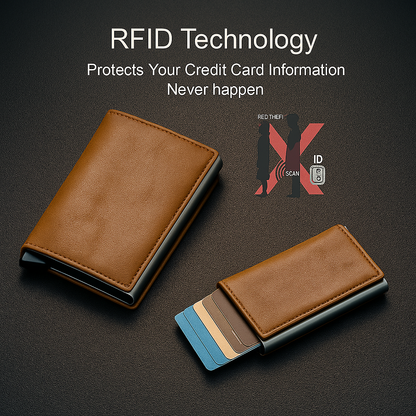 Men's Wallet with Pop-Up Card Eject & RFID Blocking Metal  – Slim Minimalist Bifold