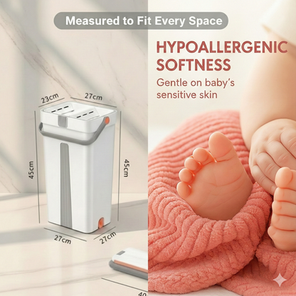 Combo Deal - Home Essentials Combo Set - Flat Mop & Bucket System with 6 Pads & Ultra-Soft 70x140cm & 75x35cm Coral Fleece Bath Towel Bundle for Efficient Cleaning and Personal Care  Microfiber Hand Light