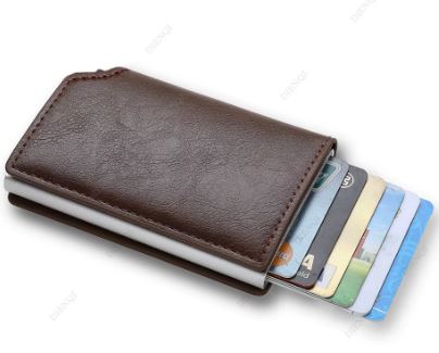 Men's Business Minimalist Rfid Guard Card Wallet 2025 - Black PU Leather with Multi Cards & Cash Slots, Durable Carbon Fiber, Slim Design