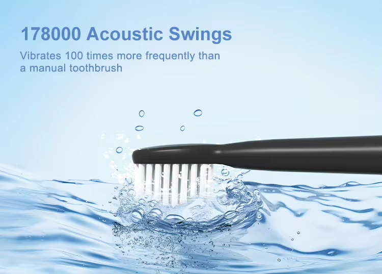 Sonic Electric Toothbrush for Adults – 5 Cleaning Modes, 8 Brush Heads, USB Rechargeable, Travel Case Included & 2 Hours Charge for 90 Days - Lightweight Cordless Sensitive Water Proof Cleansing Black Oral