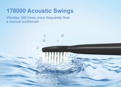 Sonic Electric Toothbrush for Adults – 5 Cleaning Modes, 8 Brush Heads, USB Rechargeable, Travel Case Included & 2 Hours Charge for 90 Days - Lightweight Cordless Sensitive Water Proof Cleansing Black Oral