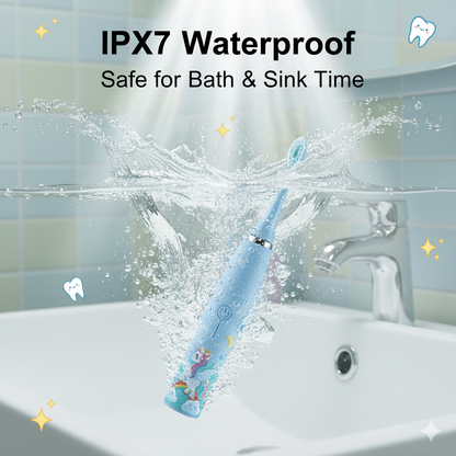 Kids Sonic Electric Toothbrush – Ages 2–15 | 4 Cleaning Modes | IPX7 Waterproof | Fun Cartoon Design