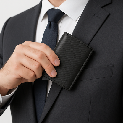 Men's Wallet with Pop-Up Card Eject & RFID Blocking Metal  – Slim Minimalist Bifold