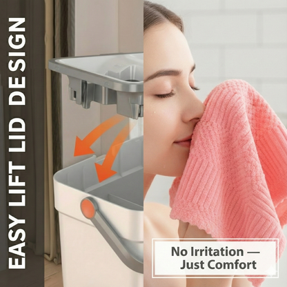 Combo Deal - Home Essentials Combo Set - Flat Mop & Bucket System with 6 Pads & Ultra-Soft 70x140cm & 75x35cm Coral Fleece Bath Towel Bundle for Efficient Cleaning and Personal Care  Microfiber Hand Light