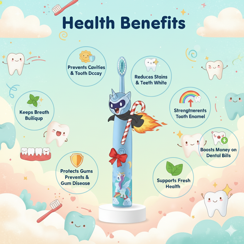 Kids Sonic Electric Toothbrush – Ages 2–15 | 4 Cleaning Modes | IPX7 Waterproof | Fun Cartoon Design