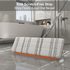 Self-Cleaning Flat Mop with Bucket – 15" Large Floor Mop, 6 Reusable Pads, Easy Move Wheels