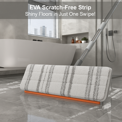 Self-Cleaning Flat Mop with Bucket – 15" Large Floor Mop, 6 Reusable Pads, Easy Move Wheels