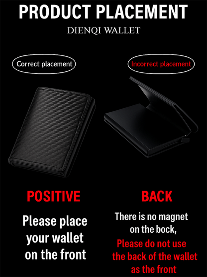 Men's Business Minimalist Rfid Guard Card Wallet 2025 - Black PU Leather with Multi Cards & Cash Slots, Durable Carbon Fiber, Slim Design