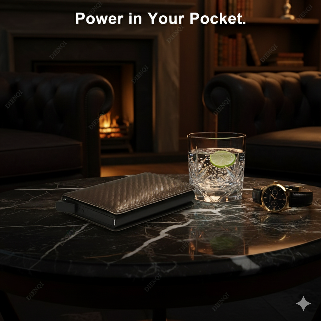 Men's Wallet with Pop-Up Card Eject & RFID Blocking Metal  – Slim Minimalist Bifold