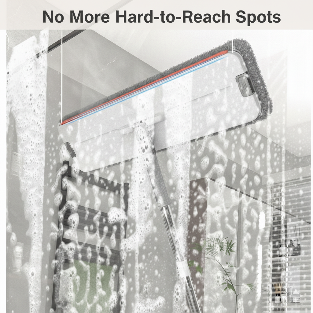 Self-Cleaning Flat Mop with Bucket – 15" Large Floor Mop, 6 Reusable Pads, Easy Move Wheels