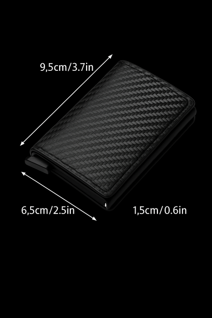 Men's Business Minimalist Rfid Guard Card Wallet 2025 - Black PU Leather with Multi Cards & Cash Slots, Durable Carbon Fiber, Slim Design