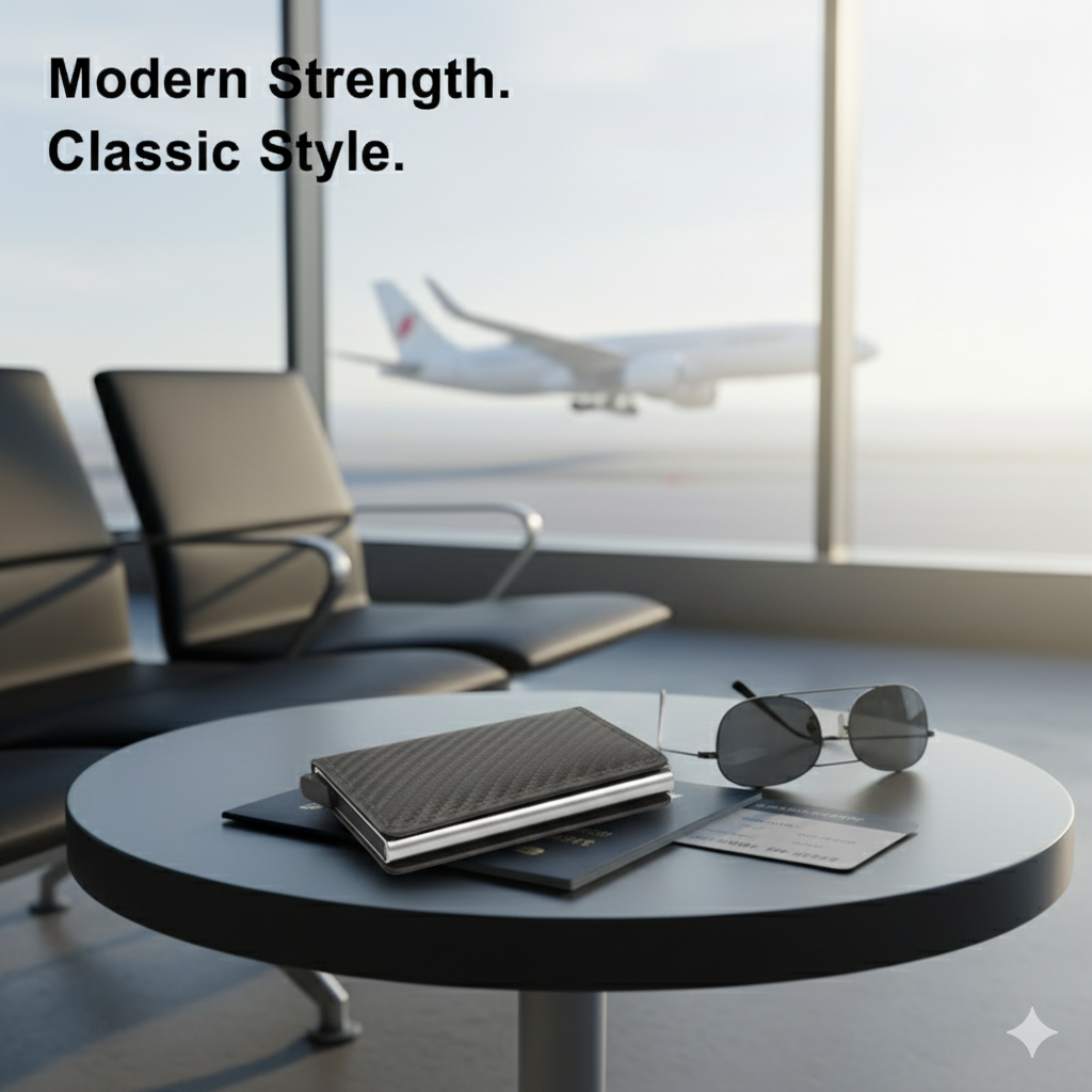 Men's Wallet with Pop-Up Card Eject & RFID Blocking Metal  – Slim Minimalist Bifold