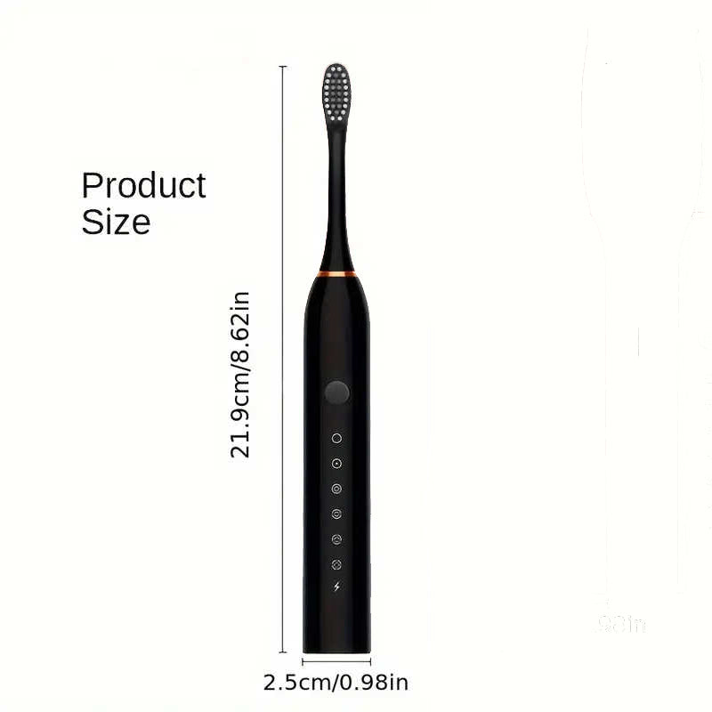 Sonic Electric Toothbrush Kit with 6 Cleaning Modes, 1 Rechargeable Deep Cleaning Toothbrush with 4 Brush Heads, Waterproof, 3.7V, USB Rechargeable for Oral Cleansing White