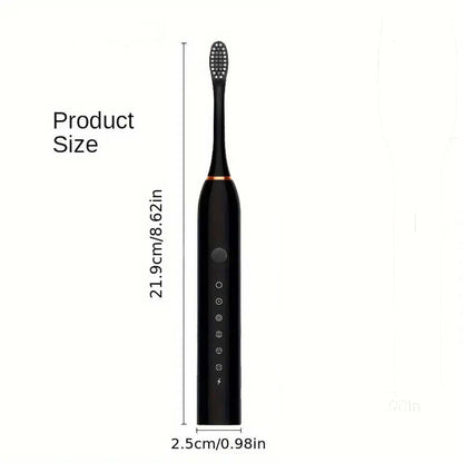 Sonic Electric Toothbrush Kit with 6 Cleaning Modes, 1 Rechargeable Deep Cleaning Toothbrush with 4 Brush Heads, Waterproof, 3.7V, USB Rechargeable for Oral Cleansing White