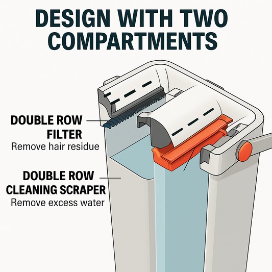 Self-Cleaning Flat Mop & Bucket System – Hands-Free Wash & Dry, Easy-Move Wheels, 6 Reusable Pads