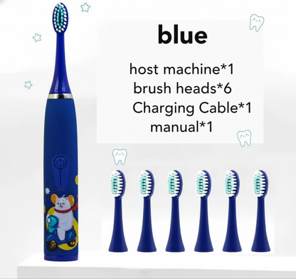 Kids Sonic Electric Toothbrush – Ages 2–15 | 4 Cleaning Modes | IPX7 Waterproof | Fun Cartoon Design