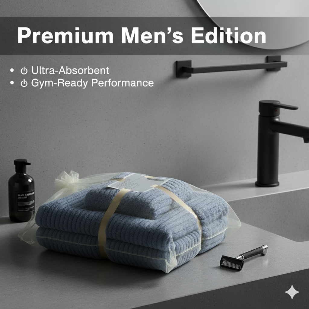 Combo Deal - Home Essentials Combo Set - Flat Mop & Bucket System with 6 Pads & Ultra-Soft 70x140cm & 75x35cm Coral Fleece Bath Towel Bundle for Efficient Cleaning and Personal Care  Microfiber Hand Light