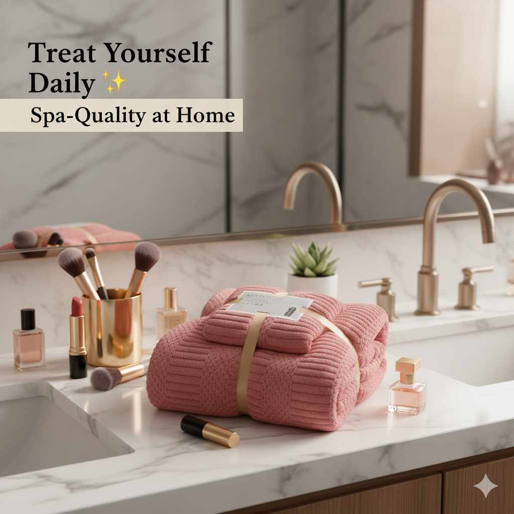 Combo Deal - Home Essentials Combo Set - Flat Mop & Bucket System with 6 Pads & Ultra-Soft 70x140cm & 75x35cm Coral Fleece Bath Towel Bundle for Efficient Cleaning and Personal Care  Microfiber Hand Light