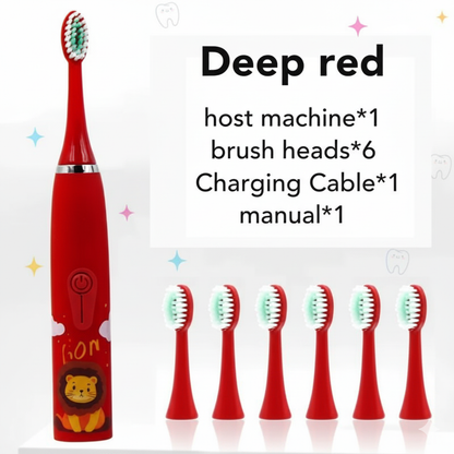 Kids Sonic Electric Toothbrush – Ages 2–15 | 4 Cleaning Modes | IPX7 Waterproof | Fun Cartoon Design