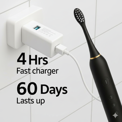 X-3 Sonic Electric Toothbrush – 6 Cleaning Modes | IPX7 Waterproof | DuPont Bristles | 4 Brush Heads Included