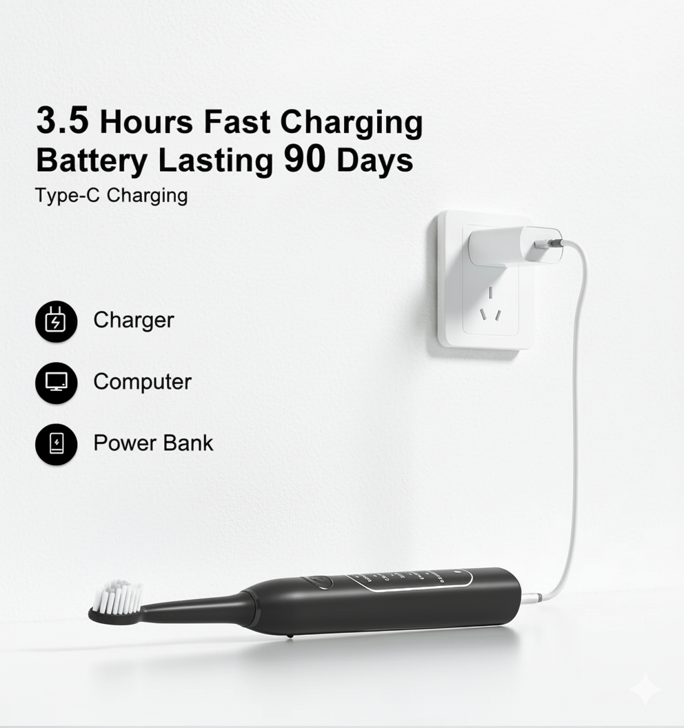 Rechargeable Sonic Electric Toothbrush for Adults – 8 Replacement Heads & 5 Modes