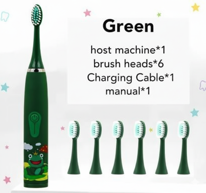 Kids Sonic Electric Toothbrush – Ages 2–15 | 4 Cleaning Modes | IPX7 Waterproof | Fun Cartoon Design