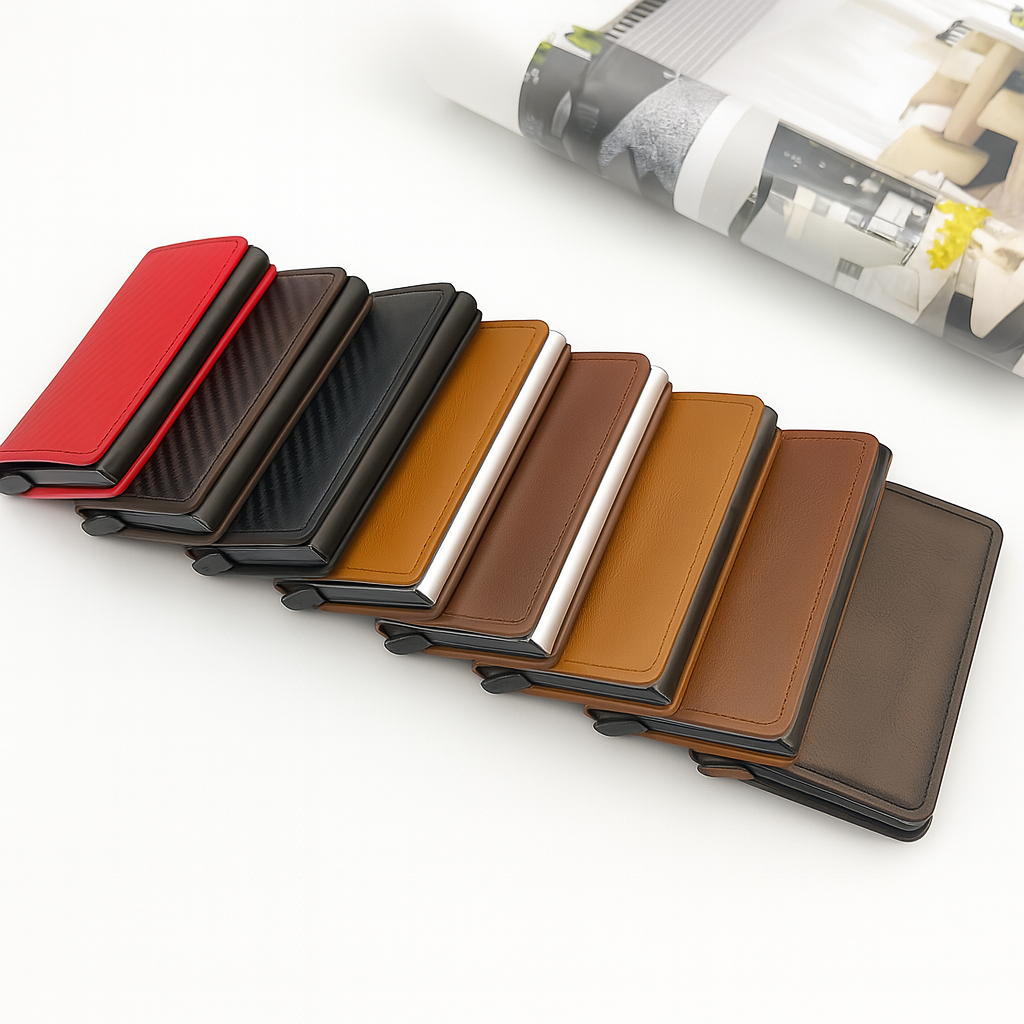 Men's Wallet with Pop-Up Card Eject & RFID Blocking Metal  – Slim Minimalist Bifold