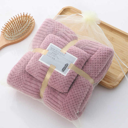 Microfiber Bath Towels Set - 2 Extra Large Towels 140x70cm & 75x35cm, Quick-Dry, Hypoallergenic, Solid Color, Suitable for Home, Gym, Traveling, Room Rectangle
