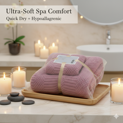 Combo Deal - Home Essentials Combo Set - Flat Mop & Bucket System with 6 Pads & Ultra-Soft 70x140cm & 75x35cm Coral Fleece Bath Towel Bundle for Efficient Cleaning and Personal Care  Microfiber Hand Light