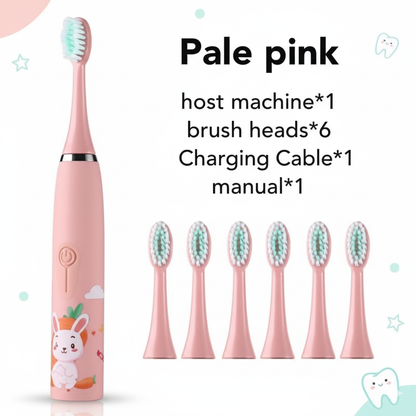 Kids Sonic Electric Toothbrush – Ages 2–15 | 4 Cleaning Modes | IPX7 Waterproof | Fun Cartoon Design