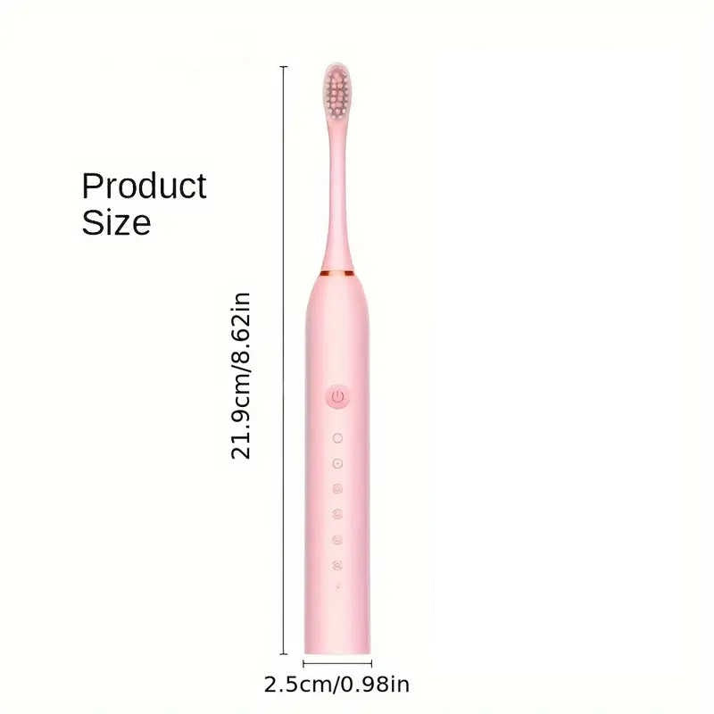 Sonic Electric Toothbrush Kit with 6 Cleaning Modes, 1 Rechargeable Deep Cleaning Toothbrush with 4 Brush Heads, Waterproof, 3.7V, USB Rechargeable for Oral Cleansing White