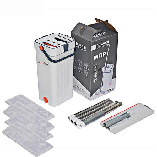 Magic Mop Pro Self-Wringing Flat Mop with Bucket - 360° Rotation, Eco-Friendly Microfiber Mop Pads, Sliding Type, 70-80% Dehydration Rate Absorbent Smooth Stainless Tool
