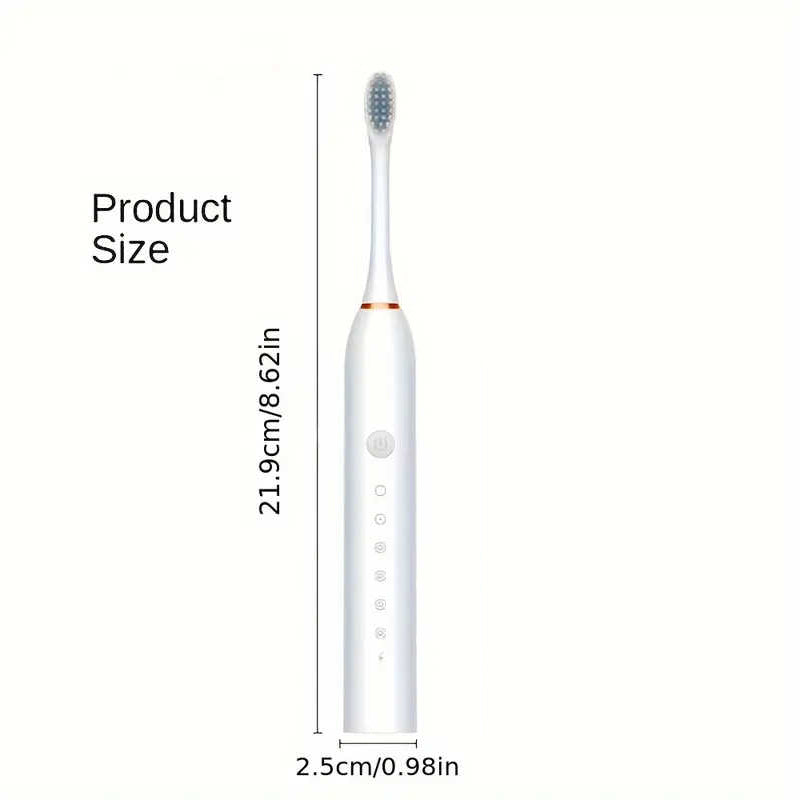 Sonic Electric Toothbrush Kit with 6 Cleaning Modes, 1 Rechargeable Deep Cleaning Toothbrush with 4 Brush Heads, Waterproof, 3.7V, USB Rechargeable for Oral Cleansing White