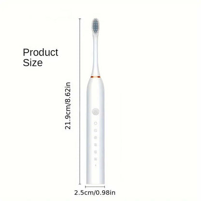 Sonic Electric Toothbrush Kit with 6 Cleaning Modes, 1 Rechargeable Deep Cleaning Toothbrush with 4 Brush Heads, Waterproof, 3.7V, USB Rechargeable for Oral Cleansing White