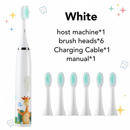 Kids Sonic Electric Toothbrush – Ages 2–15 | 4 Cleaning Modes | IPX7 Waterproof | Fun Cartoon Design