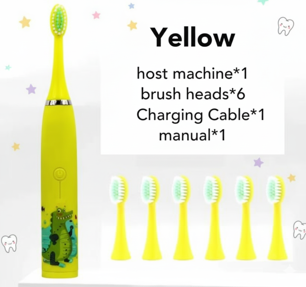 Kids Sonic Electric Toothbrush – Ages 2–15 | 4 Cleaning Modes | IPX7 Waterproof | Fun Cartoon Design