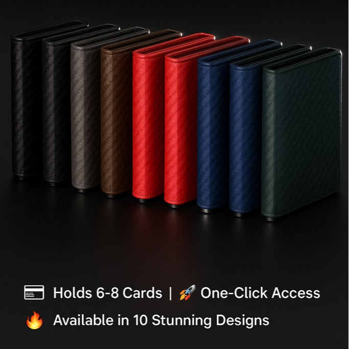 Men's Business Minimalist Rfid Guard Card Wallet 2025 - Black PU Leather with Multi Cards & Cash Slots, Durable Carbon Fiber, Slim Design