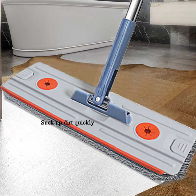 Mop & Bucket Set with Wheel - 360 Magic Squeeze Mops, 6 Counts Durable Microfiber Fabric, New PP & ABS Materials, Plastic household item Mop Refills Set wall cleaning Stainless Steel Self-Drying Rectangle