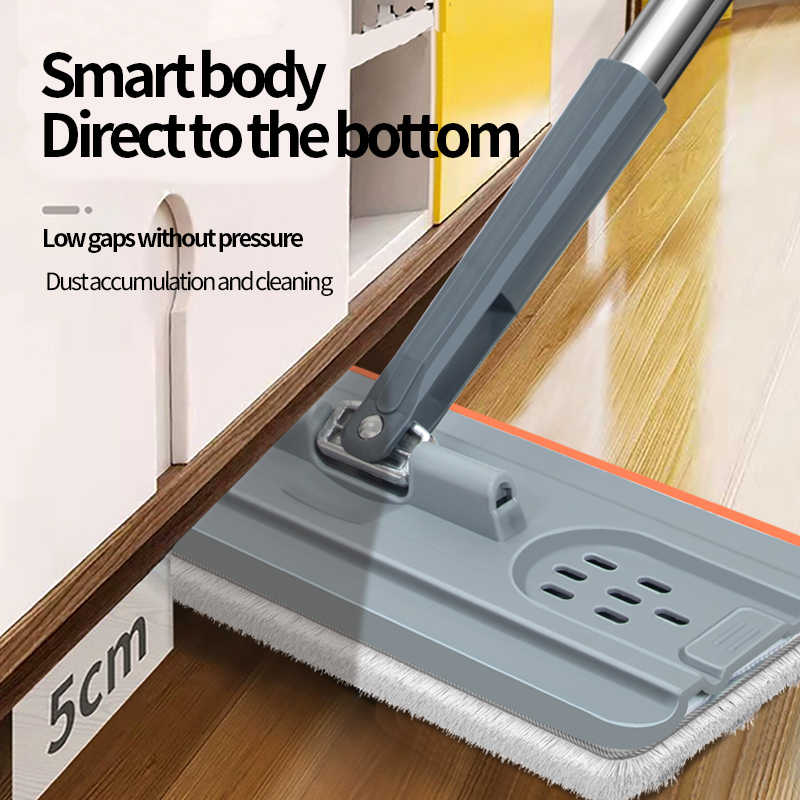 Magic Mop Pro Self-Wringing Flat Mop with Bucket - 360° Rotation, Eco-Friendly Microfiber Mop Pads, Sliding Type, 70-80% Dehydration Rate Absorbent Smooth Stainless Tool