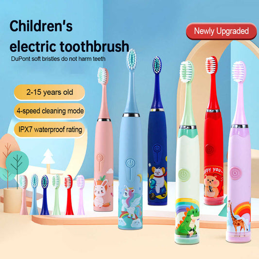 Sonic Electric Toothbrush for Kids – Waterproof & Rechargeable with 4 Modes, 5 Heads for Daily Sensitive Cleansing
