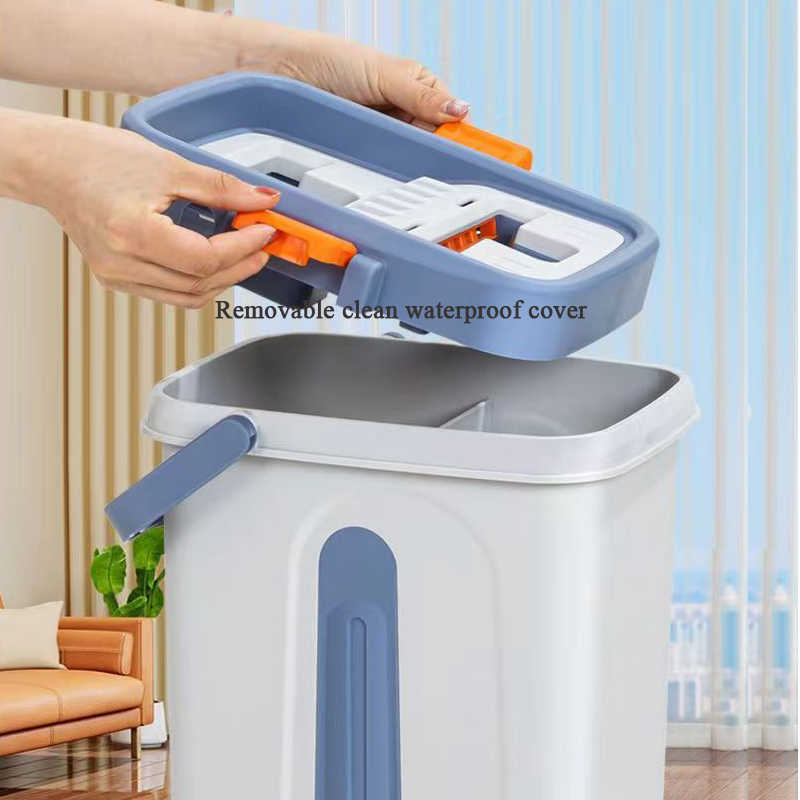 Mop & Bucket Set with Wheel - 360 Magic Squeeze Mops, 6 Counts Durable Microfiber Fabric, New PP & ABS Materials, Plastic household item Mop Refills Set wall cleaning Stainless Steel Self-Drying Rectangle